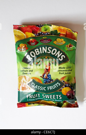 Packet of Robinsons Classic Fruits fruit sweets isolated on white background - 5 classic Robinsons fruit squash flavours Stock Photo