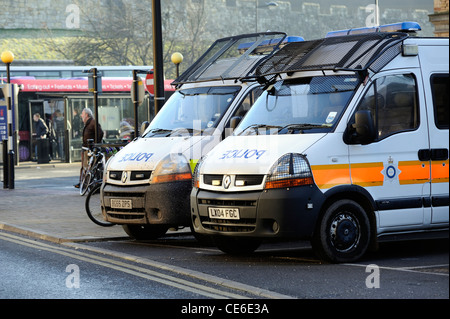 police riot vans outside york railway station england uk Stock Photo