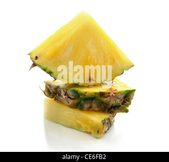 fresh pineapple slices on white background Stock Photo