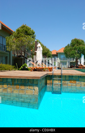 Luxury villas and swimming pool at popular hotel, Antalya, Turkey Stock Photo