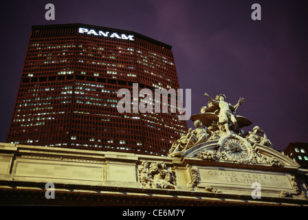 Vintage Pan Am Building at 200 Park Avenue and Grand Central Terminal, New York City,  USA Stock Photo