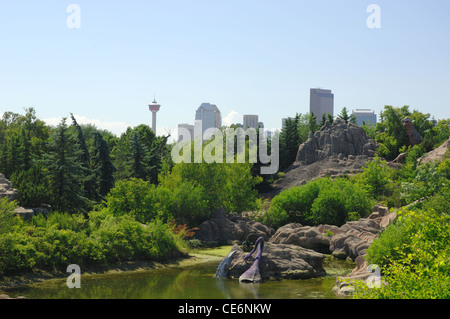 An image of Calgary, Alberta, Canada downtown are from the Calgary Zoo. Stock Photo