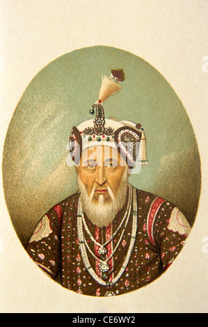 Akbar Miniature Painting of Mughal Emperor wearing turban pearl ...