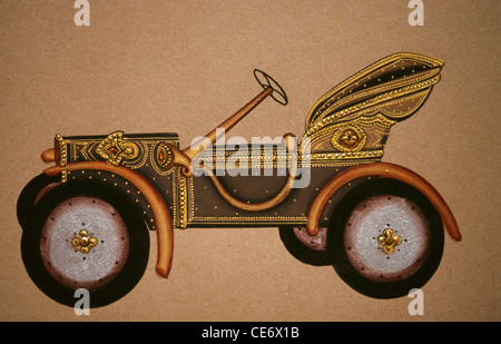 Antique old royal vintage car painting ; India ; Asia Stock Photo