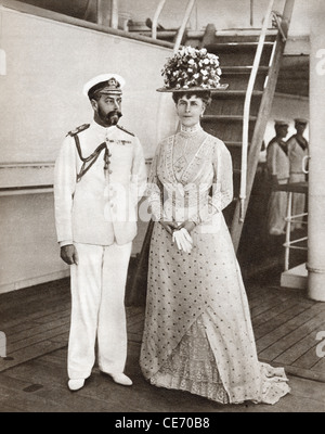 King George V and Queen Mary in 1911 on board The Medina for their visit to India. Stock Photo