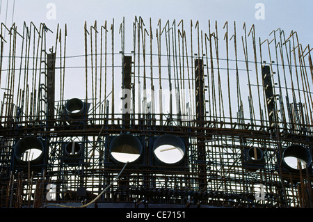 Building under construction ; steel framework on construction site ; India ; asia Stock Photo