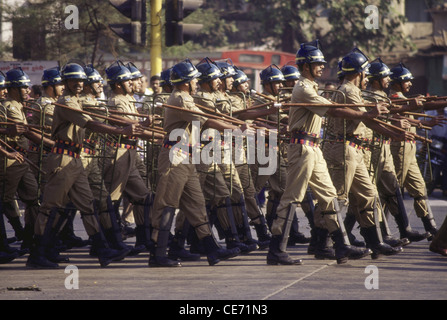 RMM 81641 : Riot control policemen Republic Day parade ; bombay mumbai ; maharashtra ; india Stock Photo