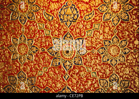 MMN 81865 : close ups of painting with gold colours at Sachkhand Gurudwarasaheb Gurudwara sahib ; nanded ; maharashtra ; india Stock Photo