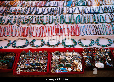 Natural stone necklace handicraft shop, leh , ladakh , Jammu and Kashmir , India - SDB 82728 Stock Photo