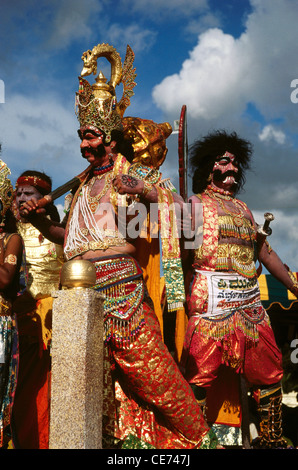 MAA 82875 : kamsan in float ; people performing folk play on Dussera dusera Festival procession ; mysore ; karnataka ; india Stock Photo