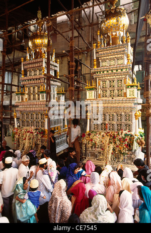 Tazia worship by Shia muslims during Moharam muharum bombay mumbai maharashtra india asia Stock Photo