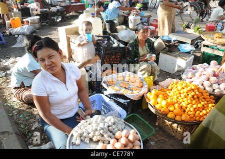 Street Market in Burma, Yangon, aka Rangoon Stock Photo