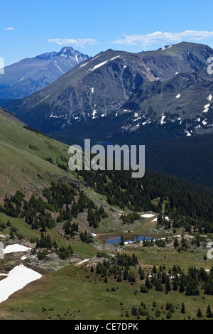 USA, Colorado, Rocky Mountain National Park, Long's Peak from Trail Ridge Road Stock Photo