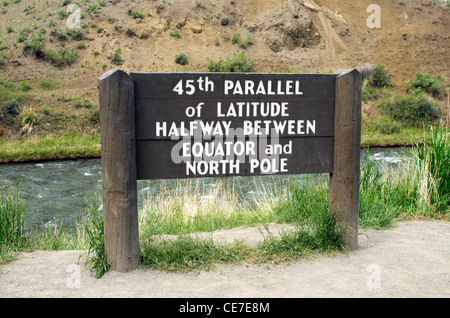 45th Parallel Sign Stock Photo