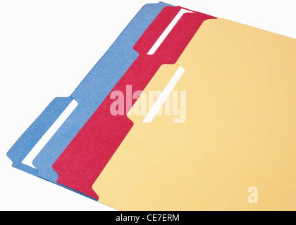 Multi color file folders for topic documents Stock Photo