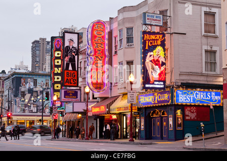 San Francisco North Beach strip clubs (red light district) - San Francisco, California USA Stock Photo