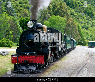 The Kingston Flyer leaving Kingston on a tourist excursion  New Zealand Stock Photo