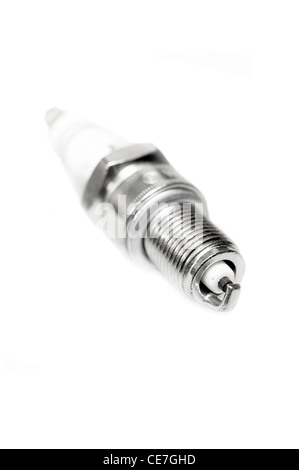 new automotive spark plug closeup isolated on white Stock Photo