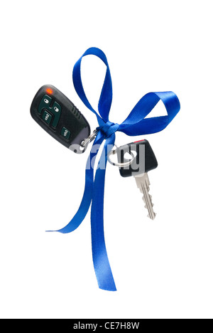 Car ignition key with security system, isolated on white Stock Photo