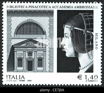 The Biblioteca Ambrosiana is a historic library in Milan, Italy, also housing the Pinacoteca Ambrosiana. Stock Photo
