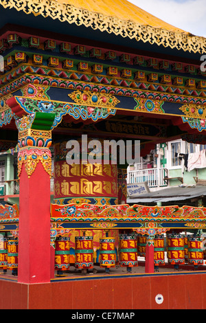 India, Arunachal Pradesh, Tawang, town centre, Buddhist prayer wheel Stock Photo