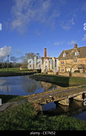 Winter scene The Mill Lower Slaughter Gloucestershire Stock Photo