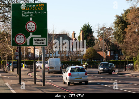 A roadsign on the route of the South Circular road in South London. Stock Photo