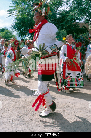 Native American Indians perform the Blue Corn Dance, Santa Clara Pueblo, New Mexico, USA Stock Photo