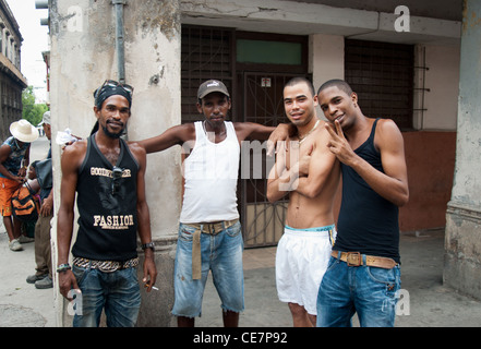 Young Cuban man in their neighborhood posing for the camera, portrait Stock Photo