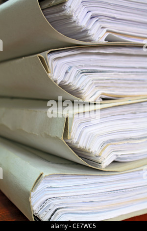 Old File Report Paper Yellow File Folder with Messy Papers Isolated on White Background Stock ...