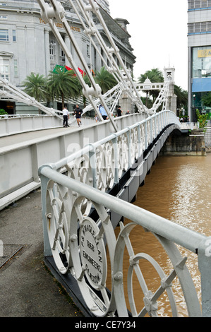 Cavenagh suspension bridge, Singapore. Stock Photo