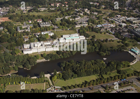 Aerial view of Nottingham University with the Portland Building & Highfields Park Boating Lake prominent Stock Photo