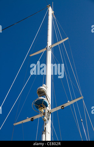 Marine navigation, GPS and radar equipment mast on a large private ...