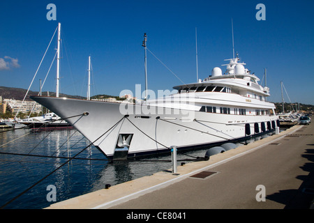 'fead ship' luxury Superyacht / Megayacht yacht ship moored in port Portals harbor Calvia Majorca Mallorca Spain Europe Stock Photo