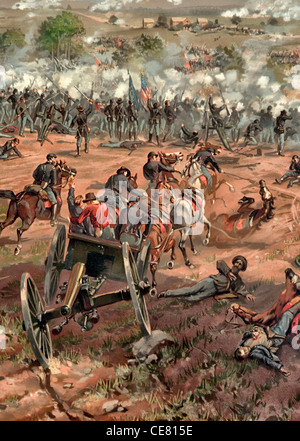From the painting called Hancock at Gettysburg by Thure de Thulstrup Shows Major General George Hancock leading Pickett's Charge Stock Photo