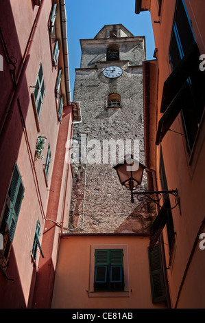 Civic clock Tower, Varese Ligure. Val di Vara, Province of La Spezia. Liguria. Italy Stock Photo