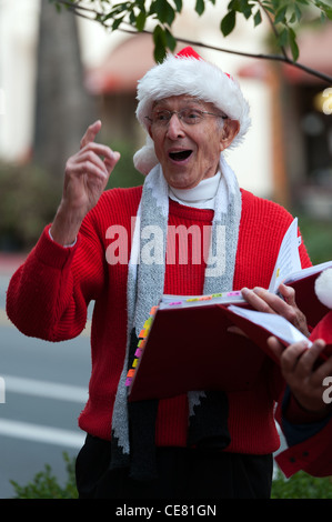 Christmas Caroling in Santa Barbara California, at the main State Street, by Paseo Nuevo Shopping mall Stock Photo