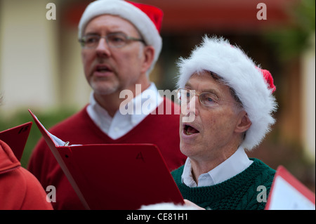 Christmas Caroling in Santa Barbara California, at the main State Street, by Paseo Nuevo Shopping mall Stock Photo