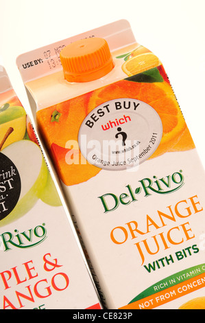 Del-Rivo Fruit Juices .Orange and Apple-Mango Pure. Stock Photo