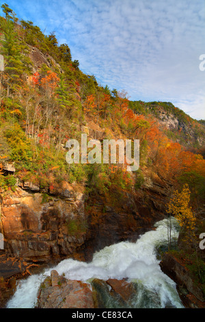 Tallulah River rushing through Tallula Gorge in Tallulah Falls, Georgia. Stock Photo