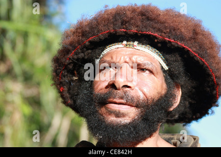 Huli Wigman from the Highlands of Papua New Guinea Stock Photo