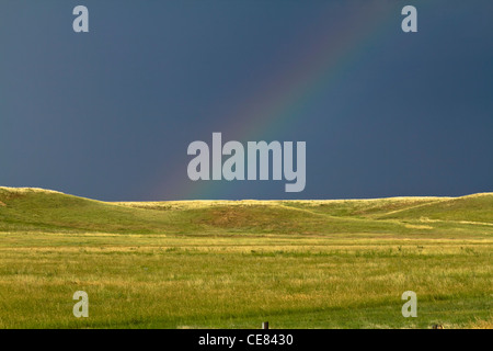 Wind Cave National Park in Custer County the rainbow over prairie South Dakota SD  from above pictures images photos horizontal in USA US hi-res Stock Photo