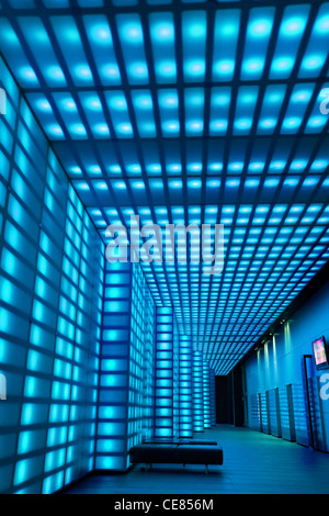 blue Coloured wall light disco room wall lobby lighting club Stock Photo
