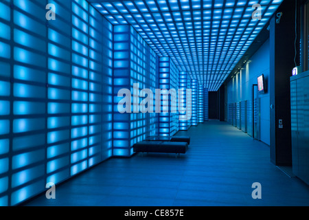 blue Coloured wall light disco room wall lobby lighting club Stock Photo