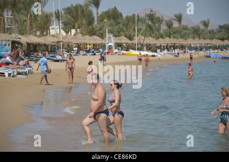 The famous Naama bay beach at the heart of Egypt's premier Red Sea resort at Sherm El Sheikh, at the southern tip of the Sinai. Stock Photo