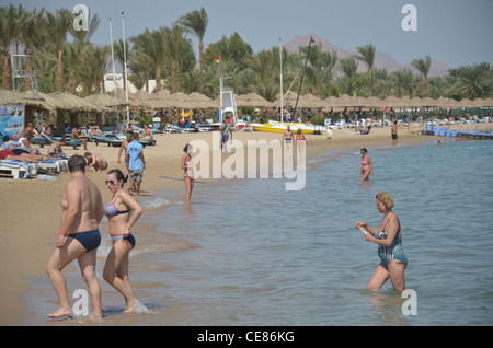 The famous Naama bay beach at the heart of Egypt's premier Red Sea resort at Sherm El Sheikh, at the southern tip of the Sinai. Stock Photo