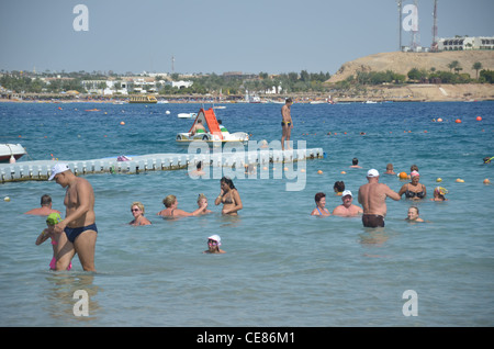 The famous Naama bay beach at the heart of Egypt's premier Red Sea resort at Sherm El Sheikh, at the southern tip of the Sinai. Stock Photo