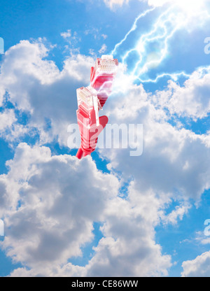Cloud Computing Concept - Ethernet Cable on Blue Sky Stock Photo
