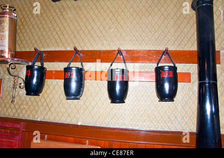 Vintage fire buckets Stock Photo