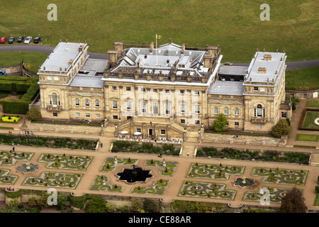 Aerial view of Harewood House stately home, north of Leeds, taken from over 1500' Stock Photo